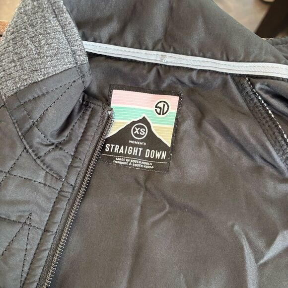 Straight Down Alpha Omega Grey Black Full Zip Quilted Jacket XS - Picture 5 of 7